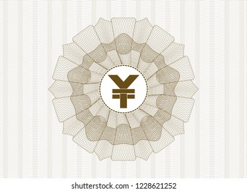 Brown rosette. Linear Illustration with yuan icon inside