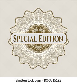 Brown rosette or money style emblem with text Special Edition inside