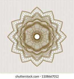 Brown rosette, money style emblem