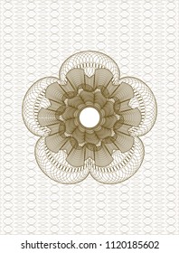 Brown rosette or money style emblem