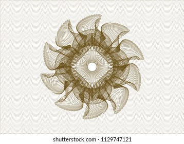 Brown rosette or money style emblem