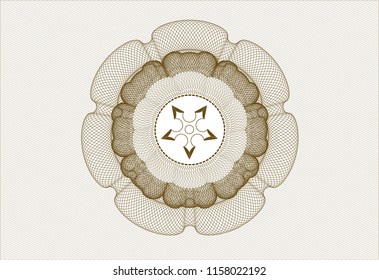Brown rosette (money style emblem) with ninja star icon inside