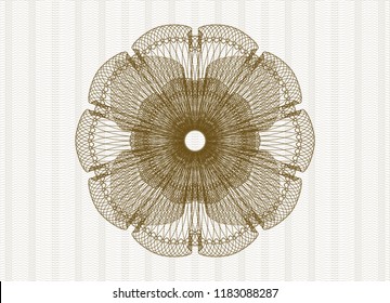 Brown rosette or money style emblem