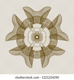 Brown rosette or money style emblem