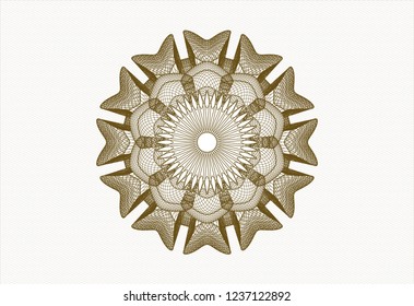 Brown rosette or money style emblem