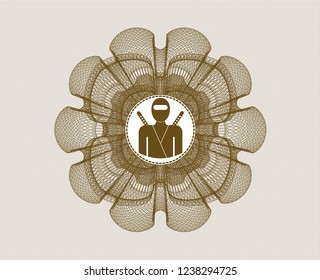 Brown rosette (money style emblem) with ninja icon inside