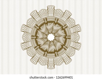 Brown rosette or money style emblem