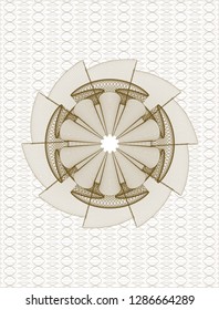 Brown rosette or money style emblem