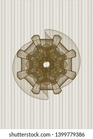 Brown rosette or money style emblem. Vector Illustration. Detailed.