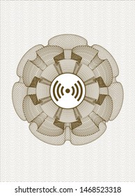 Brown rosette (money style emblem) with signal icon inside