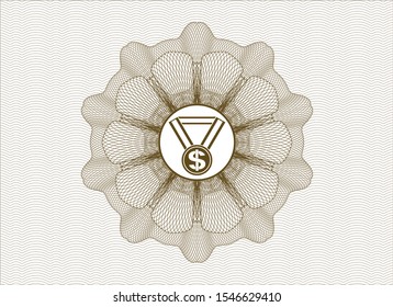 Brown rosette (money style emblem) with business award icon inside