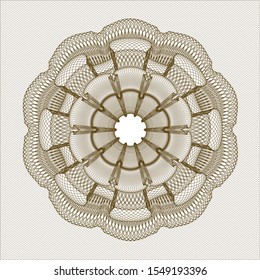 Brown rosette or money style emblem. Vector Illustration. Detailed.