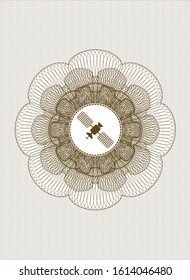 Brown rosette (money style emblem) with satelite icon inside