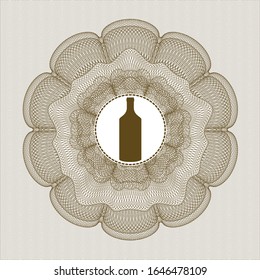 Brown rosette (money style emblem) with bottle icon inside
