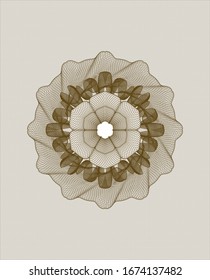 Estampilla marrón de estilo roseta o dinero. Ilustración vectorial. Detallado.