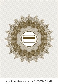 Brown rosette (money style emblem). with credit card icon inside