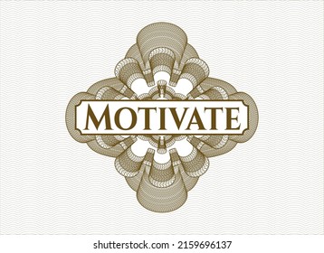 Rosette marrón (emblema del estilo del dinero) con texto Motivar dentro