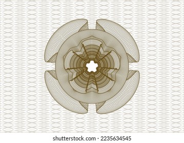 Brown rosette or money style emblem. Vector Illustration. Detailed. 