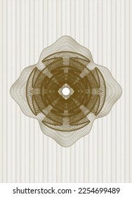 Brown rosette or money style emblem. Vector Illustration. Detailed. 