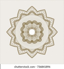 Brown rosette or money style emblem