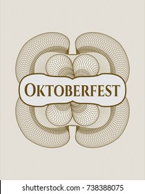 Brown rosette or money style emblem with text Oktoberfest inside