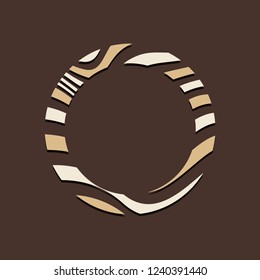 Brown round abstract badge template vector