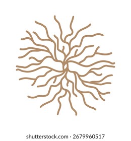 Ícone de planta de raiz redonda marrom textura silhueta simples vetor estilo plano ilustração no fundo branco.