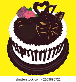 brown round shape birthday cake vector