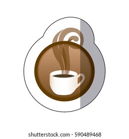 brown round symbol of coffee cup, vector illustraction design