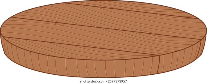 Brown Round Wooden Table. Flat and Simple Style.