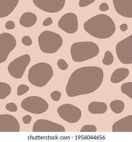 Brown rounded rock vector. Roundness and sorting of gravel seamless pattern. 