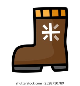 Brown rubber boot on white background
