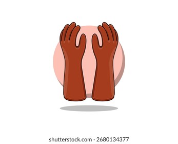 Brown rubber safety gloves vector isolated, used for hand protection in laboratory experiments, cleaning, and medical tasks