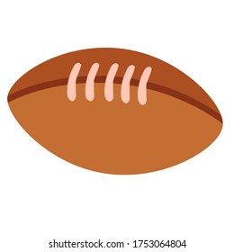 brown rugby ball, flat, isolated object on a white background, vector illustration,