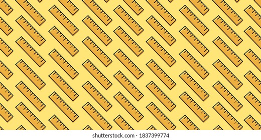 brown ruler vector illustration seamless pattern. yellow landscape background. hand drawn vector. doodle stationery for wallpaper, cover, backdrop, banner, fabric, wrapping paper and gift.