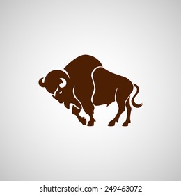 Brown Running Bison Vector Sign Isolated