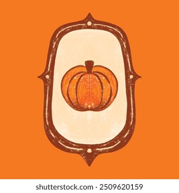 Brown Rustic Pumpkin Vintage Frame Illustration