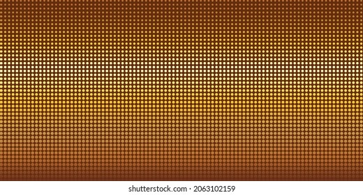 Brown rusty background with golden circles decreasing from bottom to top. Creative point gradient design for business. Vector illustration.