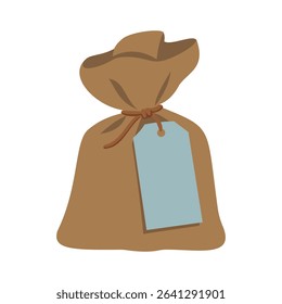 Brown Sack with Attached Label vector illustration - Powered by Shutterstock - Get 15% off with code: PIKWIZARD15
