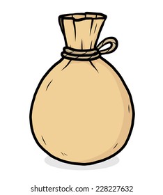 brown sack closed with rope / cartoon vector and illustration, hand drawn style, isolated on white background.