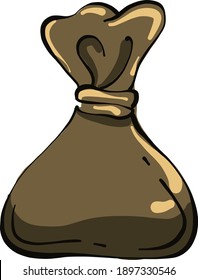Brown sack, illustration, vector on a white background.