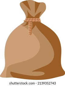 Brown sack, illustration, vector on a white background.