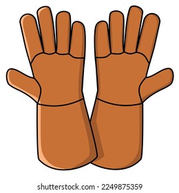 Brown safety gloves for weld isolated on white background. Suitable for weld, construction, industrial, safety, and education.