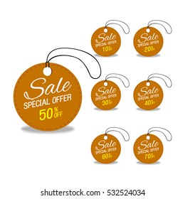 Brown sale labels set.