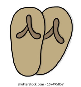 brown sandal or slippers / cartoon vector and illustration, isolated on white background.