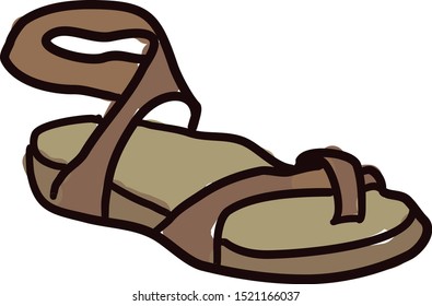 Brown sandals, illustration, vector on white background.
