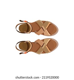 Brown sandals. This fashion-themed vector illustration can use for icons, logos, stickers, patches, labels, signs, badges, certificates, or flayer decorations.