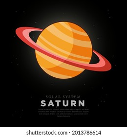 Planta de imagen vectorial del anillo de Saturno marrón sobre fondo del cielo negro, espacio con estrellas