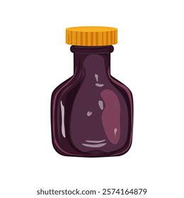 Brown sauce in bottle in flat design. Salty soy condiment or vinegar. Vector illustration isolated.