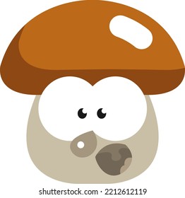 Brown scared mushroom, illustration, vector on white background.
